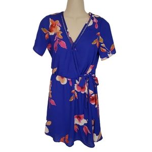 Sienna Sky Floral Cinched Waist Short Sleeve Dress
